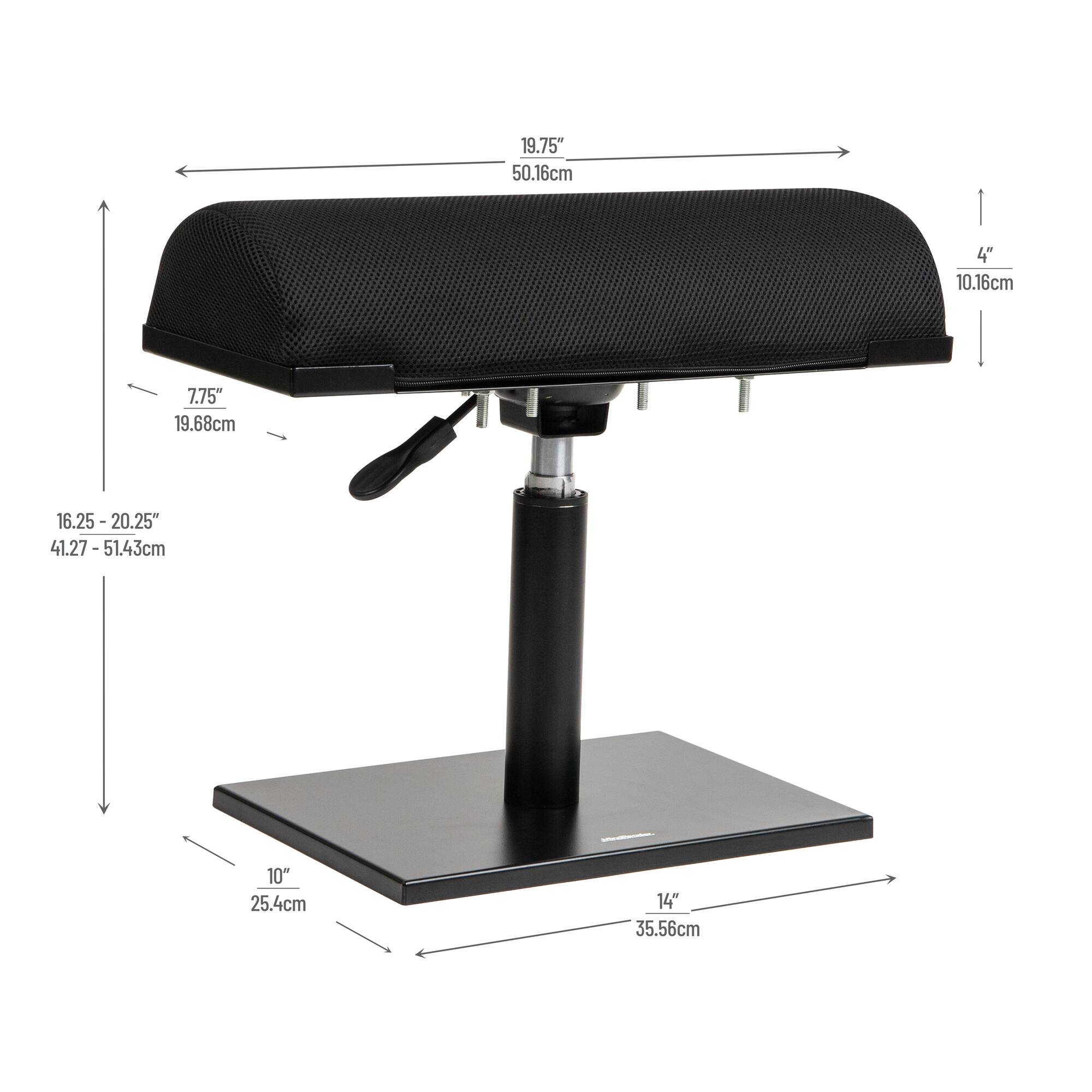 Mind Reader Foot Rest, Under Desk, Ergonomic, Hydraulic Height Adjustable, Ottoman, Office, Foam, Black